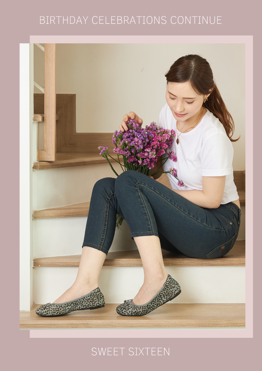 Grey leopard print ballerinas