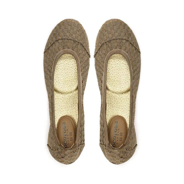 Barbican - Champagne Woven Ballet Flats (EU36 & 37 only) Cocorose London