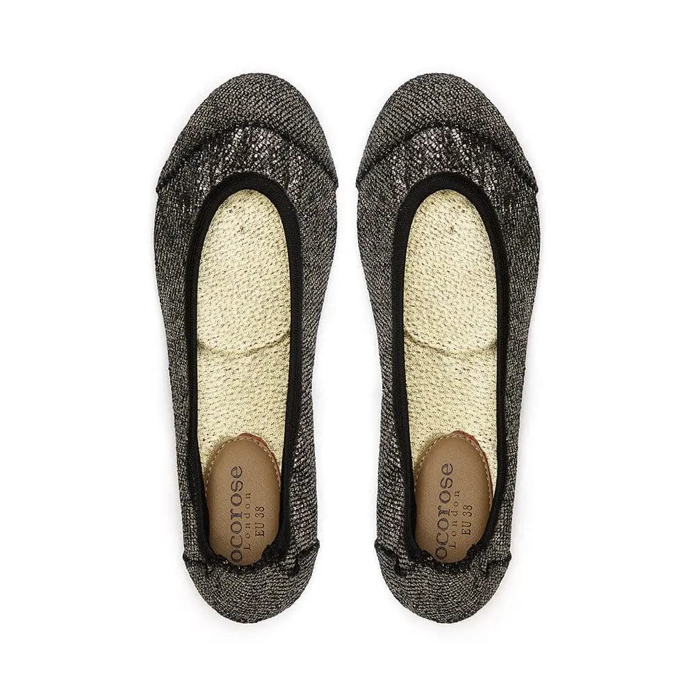 Barbican - Midnight Pewter Fold Up Ballet Flats Cocorose London