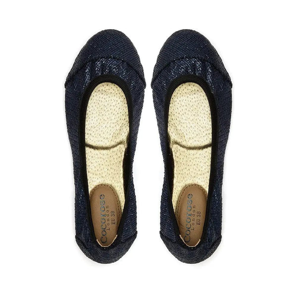 Barbican - Navy Fold Up Ballet Flats Cocorose London