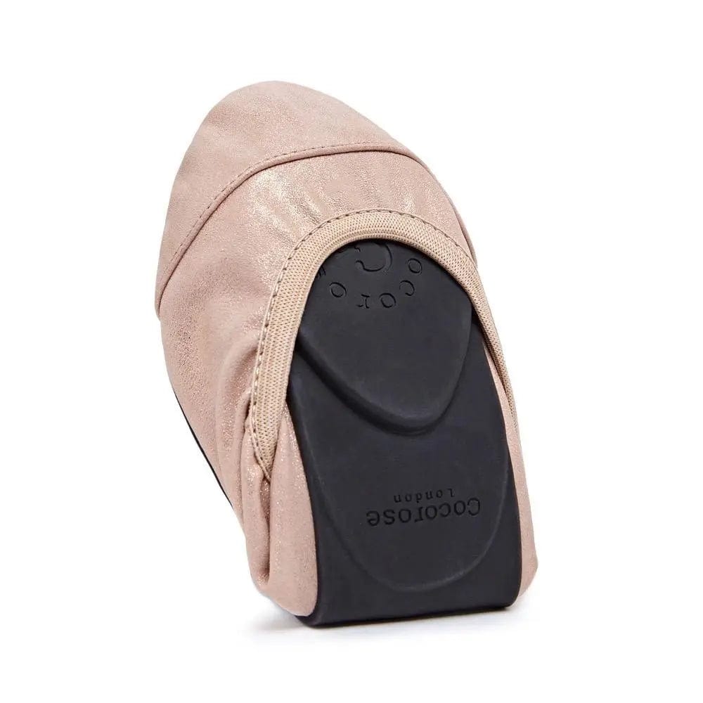 Barbican - Rose Gold Fold Up Ballet Flats Cocorose London