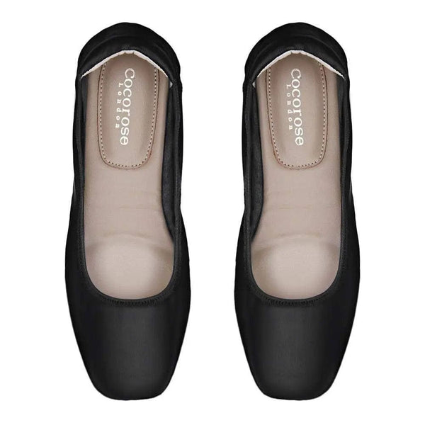 Barnes - Black Leather Ballet Flats Cocorose London