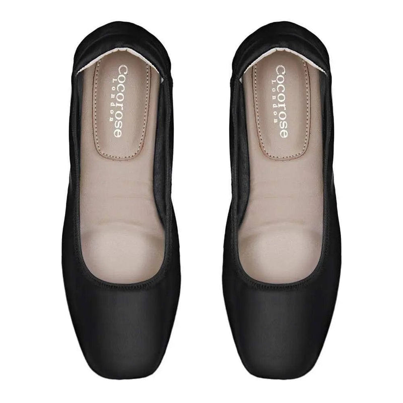 Barnes - Black Leather Ballet Flats Cocorose London