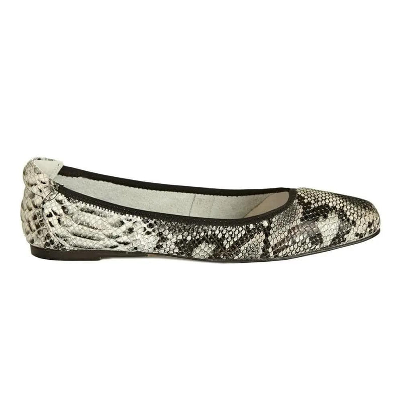 Barnes - Grey Snakeprint Leather Ballet Flats Cocorose London