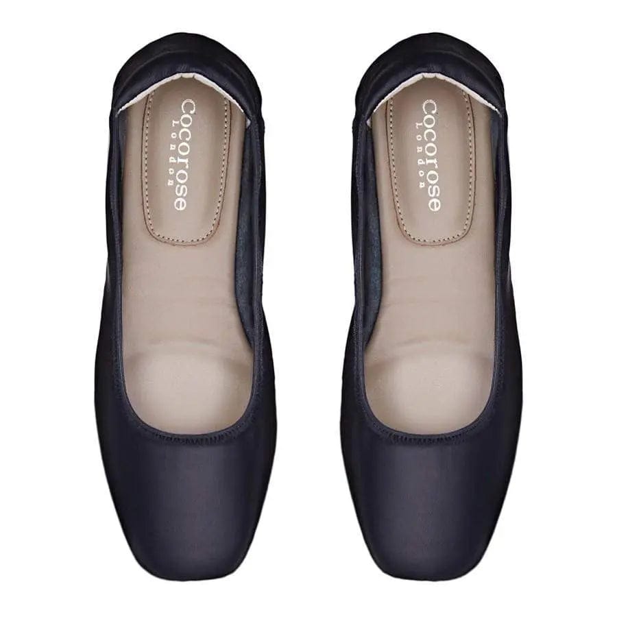 Barnes - Navy Leather Ballet Flats Cocorose London