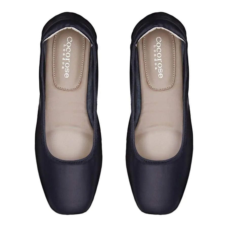 Barnes - Navy Leather Ballet Flats Cocorose London