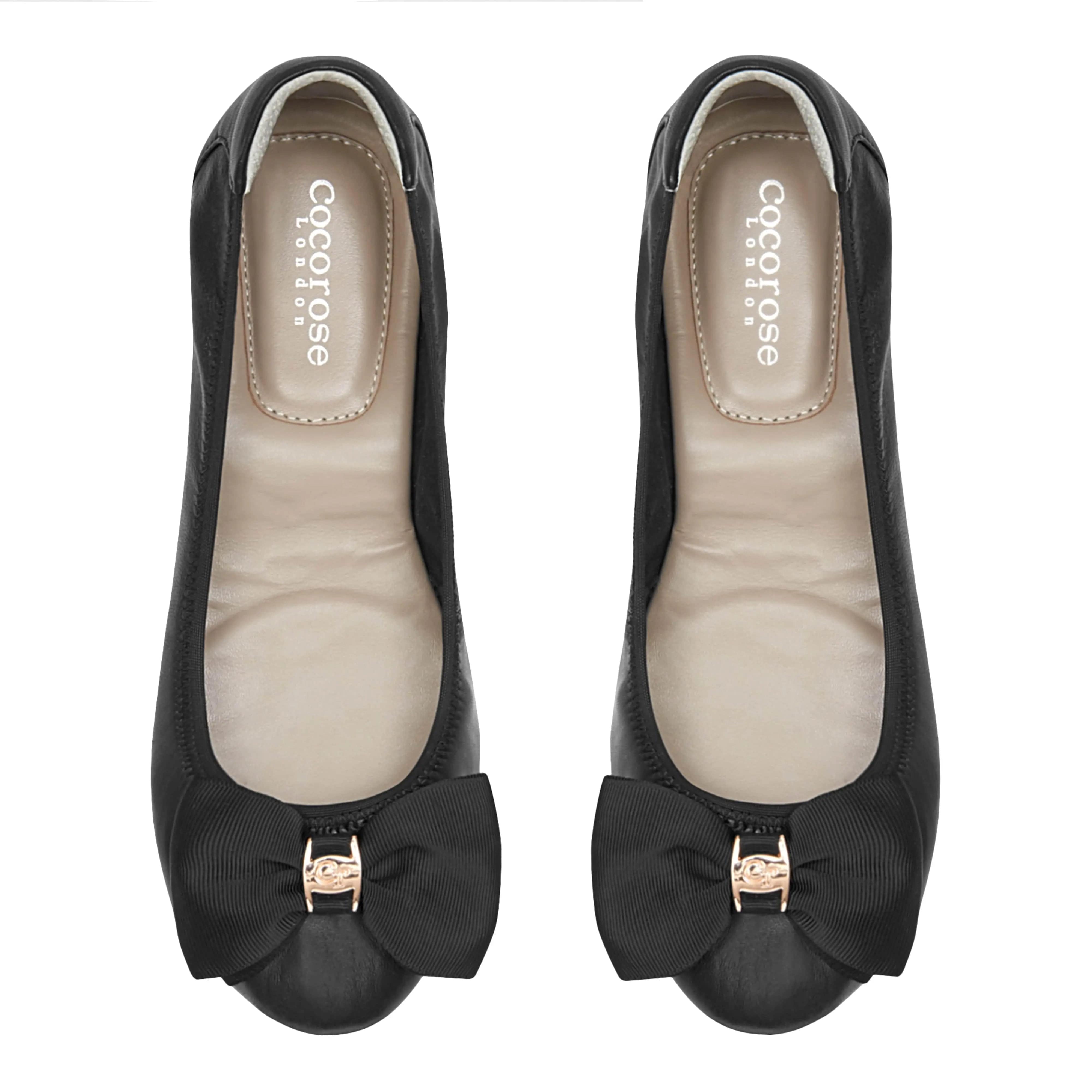 Buckingham - Black Leather Ballerina Cocorose London