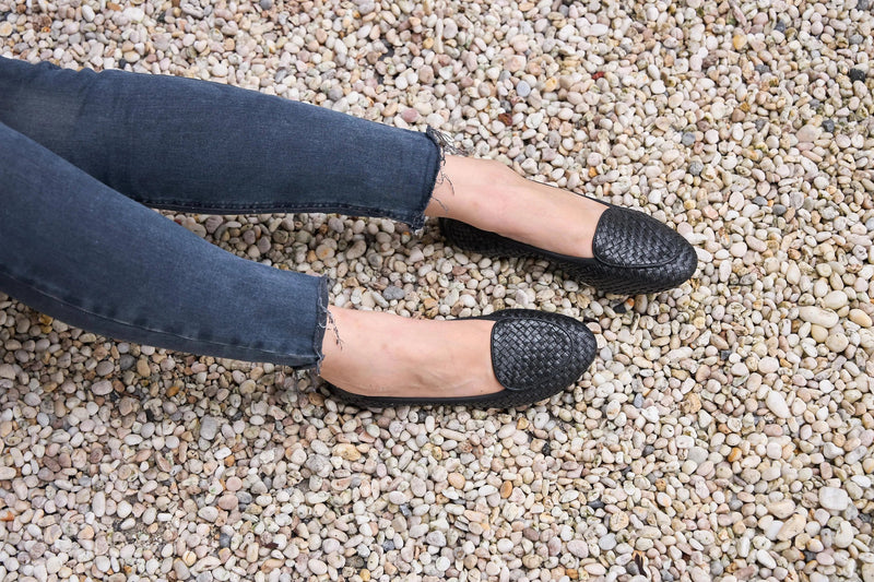 Clapham - Black Woven Leather Loafers Cocorose London