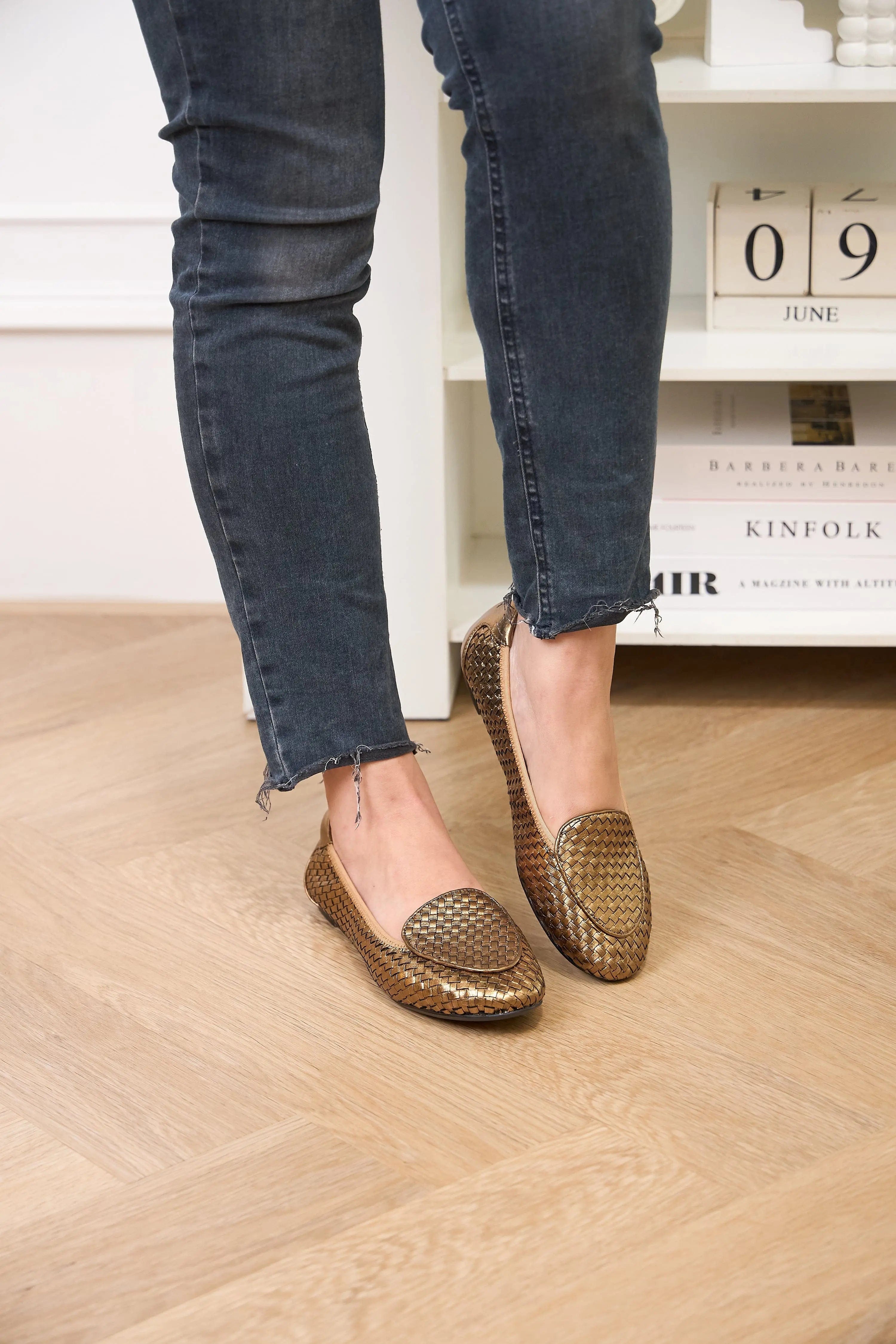 Clapham - Bronze Woven Leather Loafers Cocorose London