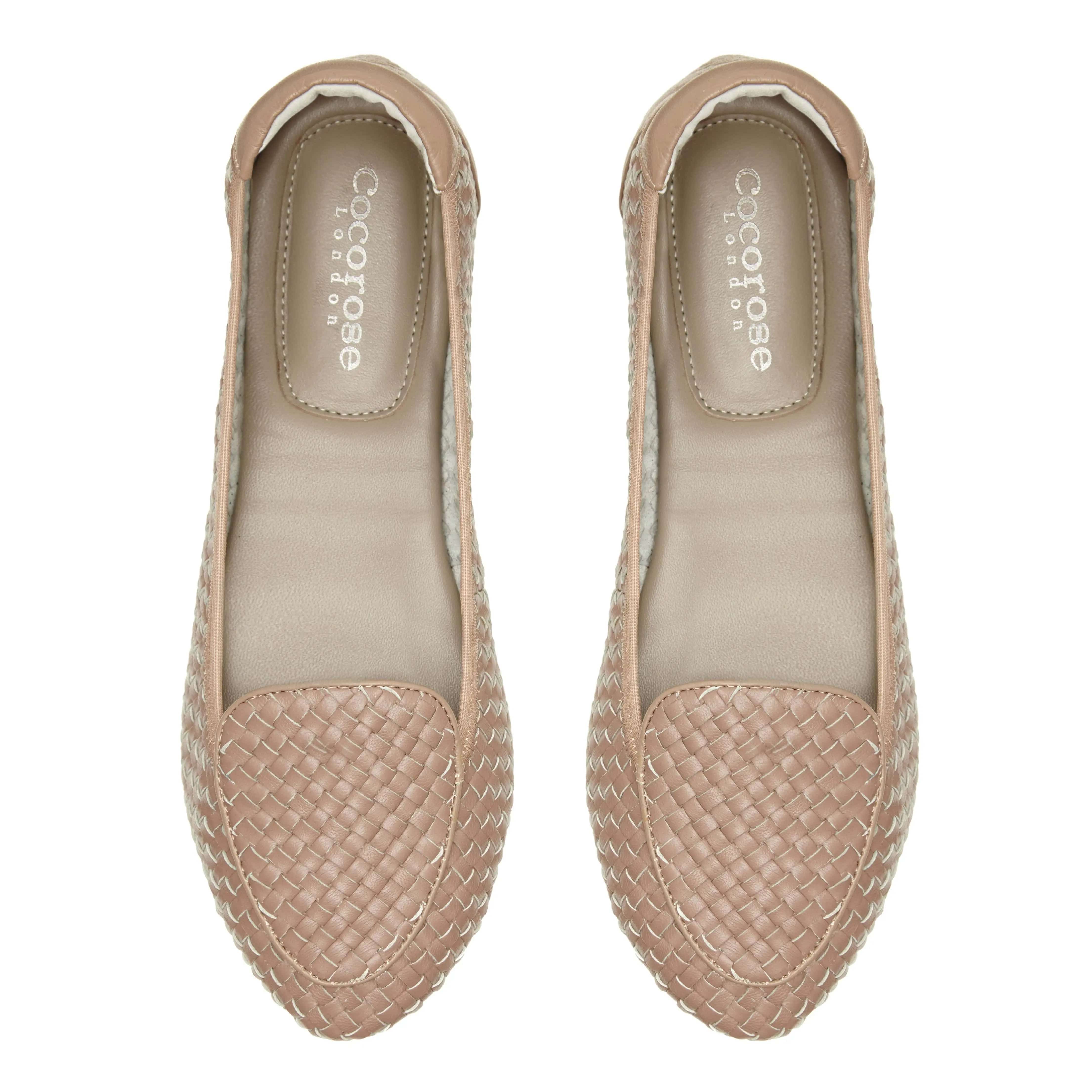 Clapham - Dusky Pink Woven Leather Loafers Cocorose London