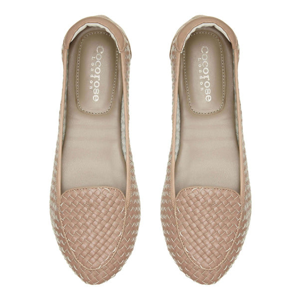 Clapham - Dusky Pink Woven Leather Loafers Cocorose London