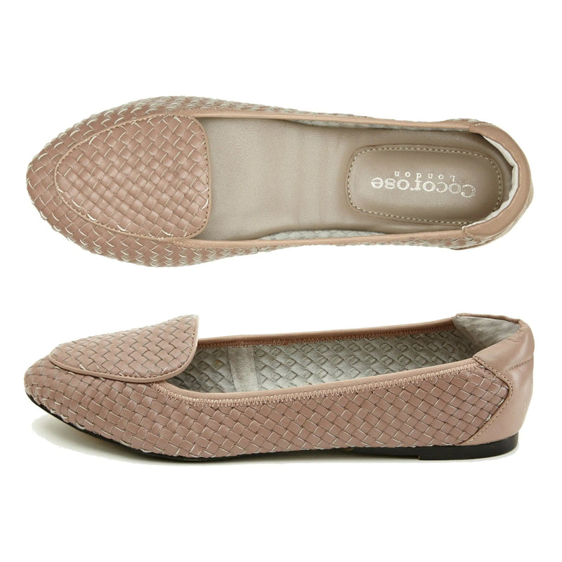 Clapham - Dusky Pink Woven Leather Loafers Cocorose London