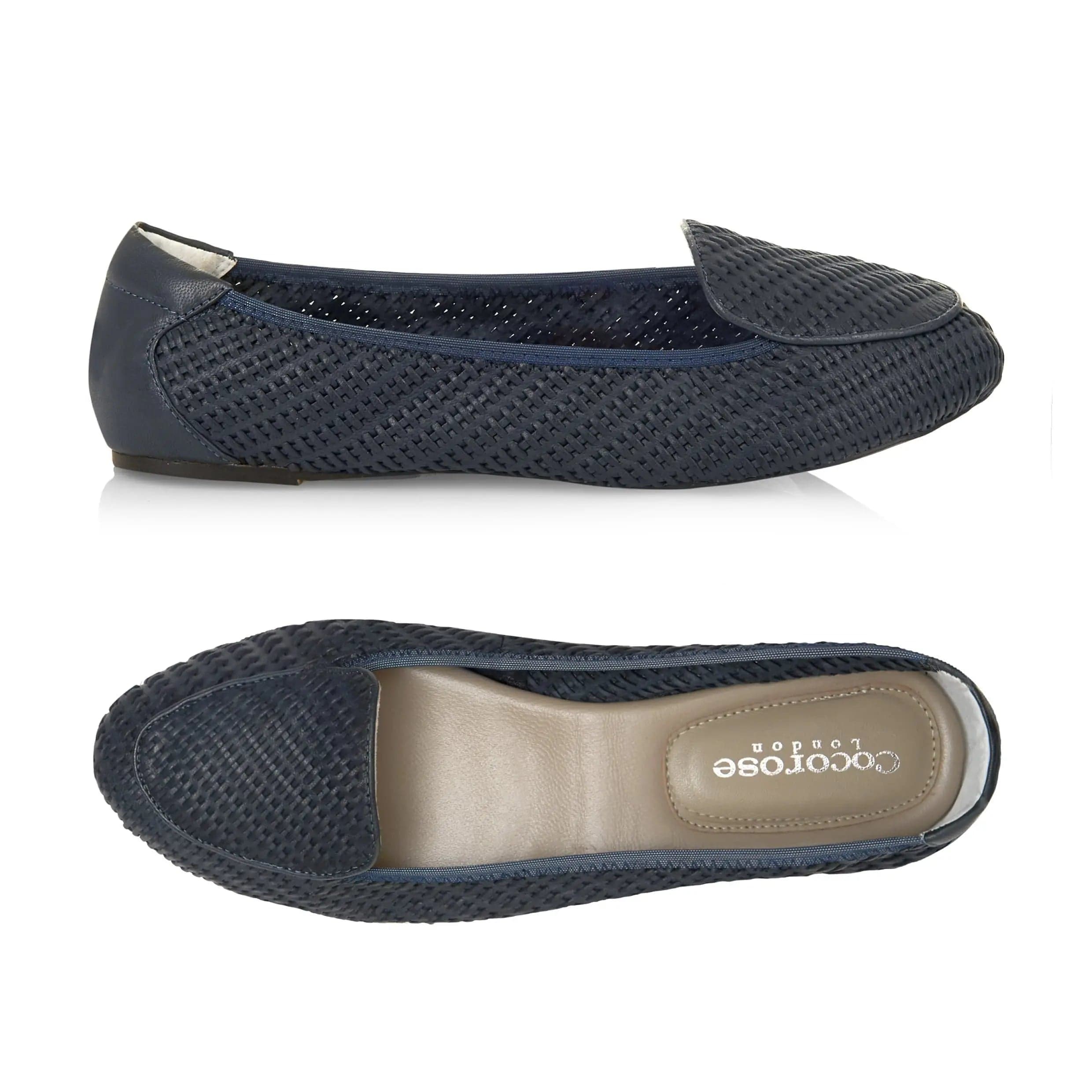 Clapham - Navy Woven Leather Loafers Cocorose London