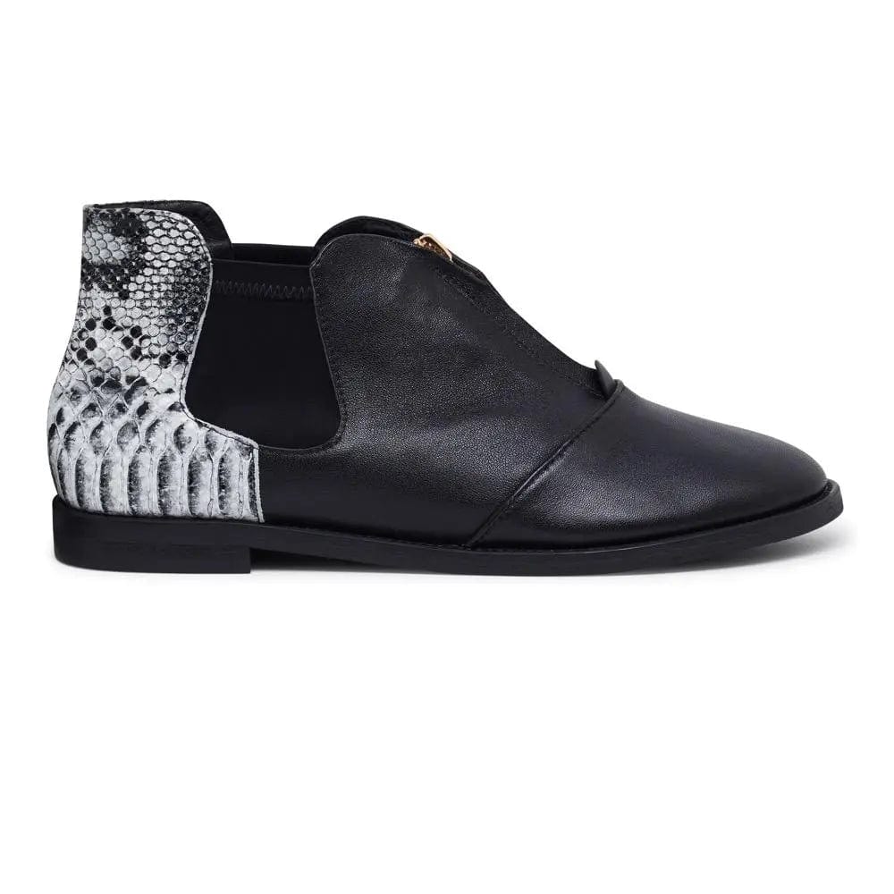 Hampstead - Black and Grey Snakeprint Leather Boots Cocorose London