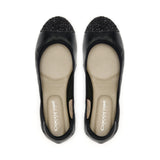 Harrow  - Black leather flats with Glitter toe cap Cocorose London