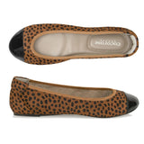 Harrow - Leopard Pony Hair with Black Cap Ballerinas Cocorose London