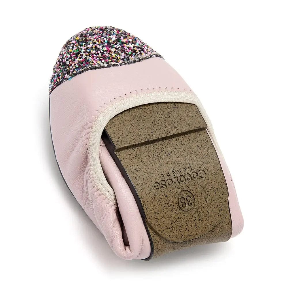 Harrow - Pastel Pink Glitter Toe Leather Flats Cocorose London