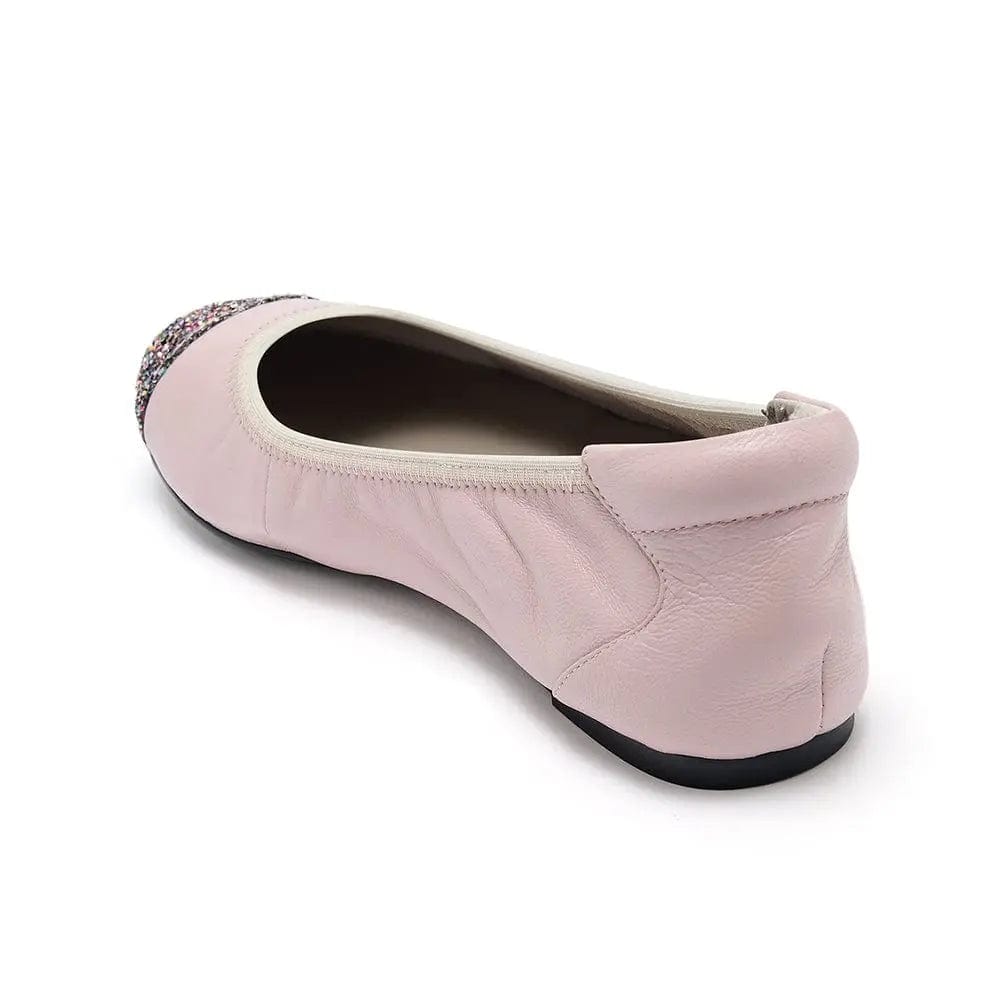 Harrow - Pastel Pink Glitter Toe Leather Flats Cocorose London