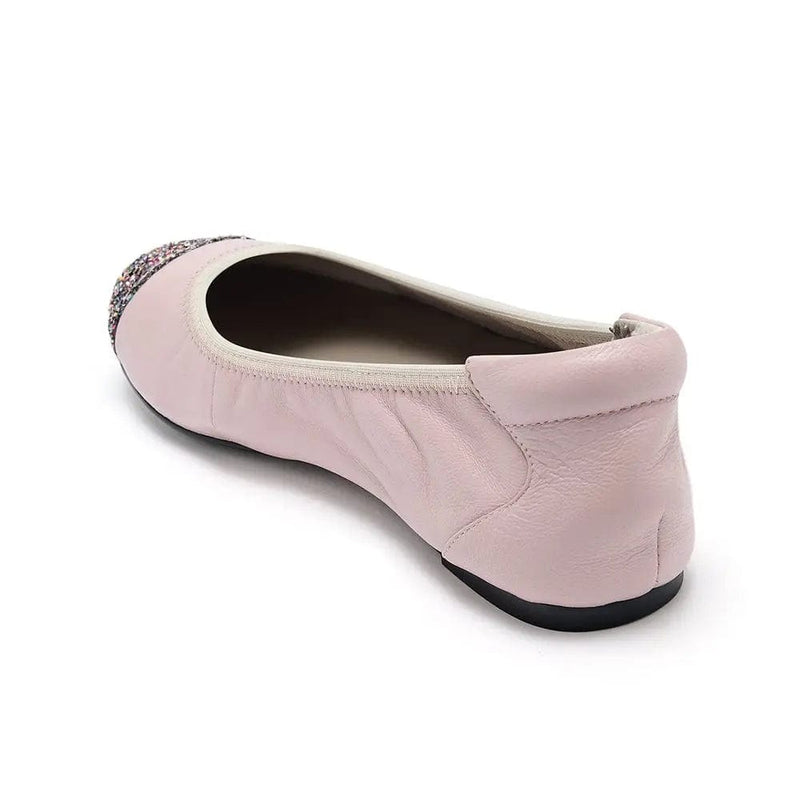 Harrow - Pastel Pink Glitter Toe Leather Flats Cocorose London