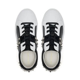 Hoxton - Black and White Leather Trainers with Silver Studs Cocorose London