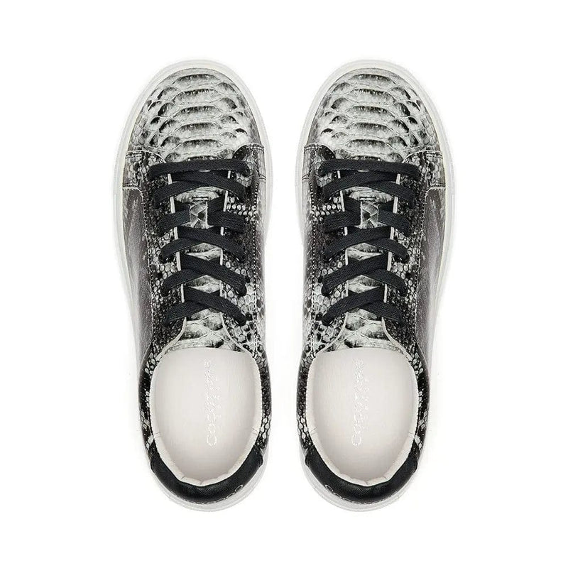 Hoxton - Grey Snakeprint Leather Trainers Cocorose London