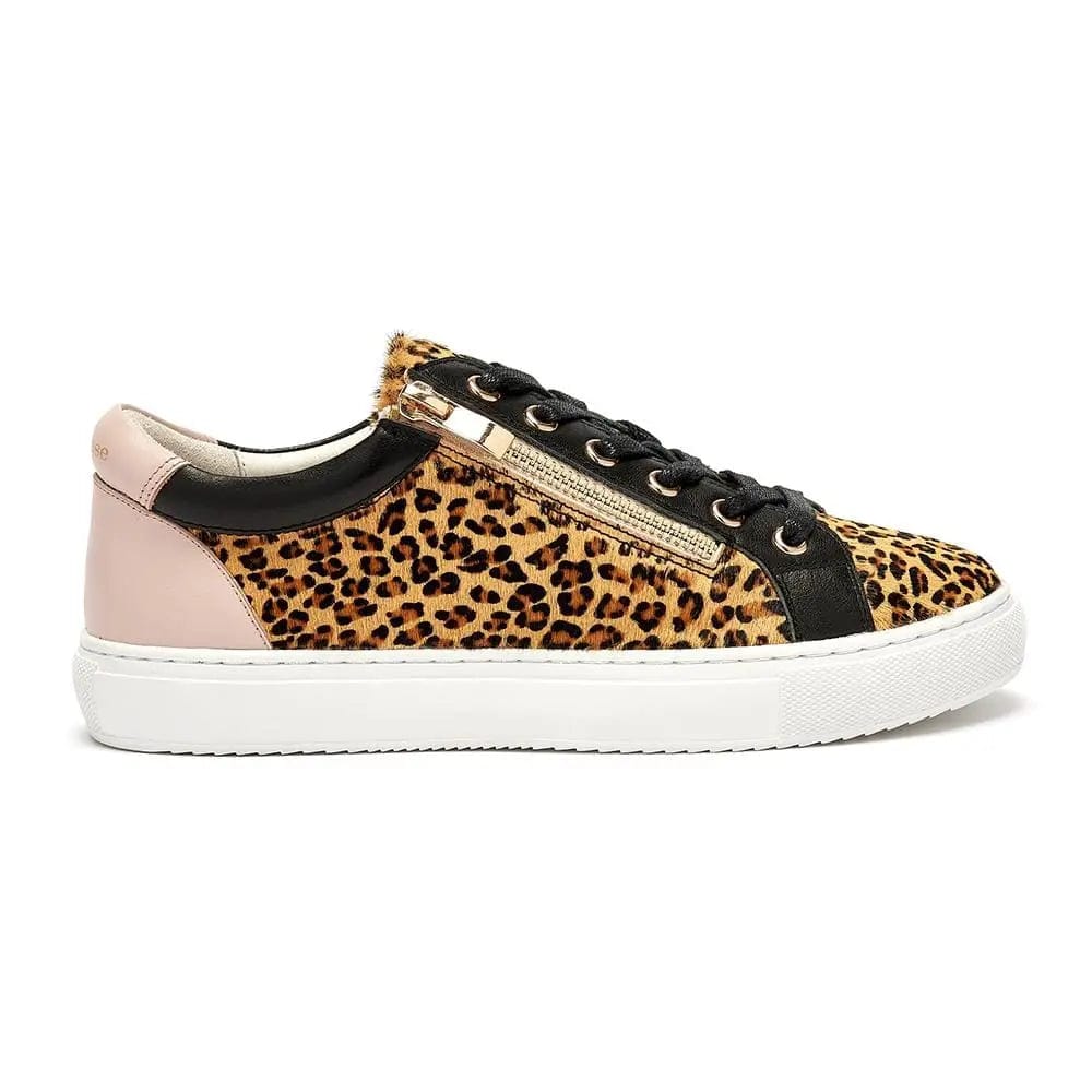 Hoxton - Leopard Trainers with Zip and Black Trim Cocorose London