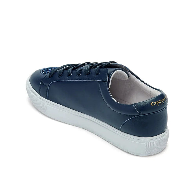 Hoxton - Navy with Navy Glitter Hearts Trainers Cocorose London