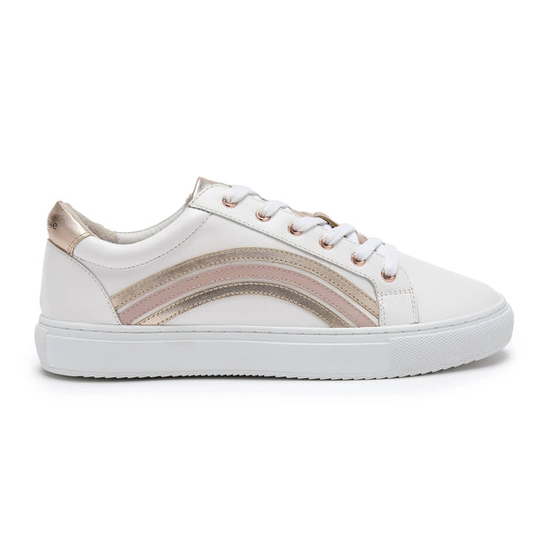 Hoxton - Rainbow Rose Gold & Pastel Pink Leather Trainers Cocorose London