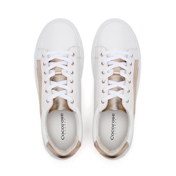 Hoxton - Rainbow Rose Gold & Pastel Pink Leather Trainers Cocorose London