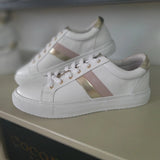 Hoxton - Stripes Pink & Gold Leather Trainers Cocorose London