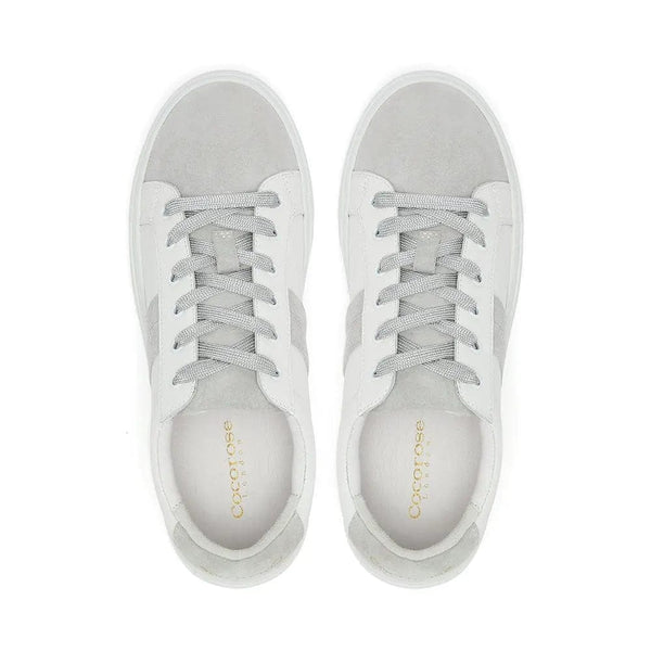 Hoxton - Stripes White & Grey Trainers Cocorose London