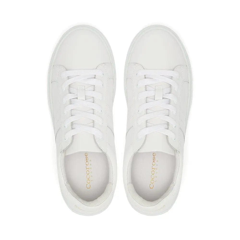 Hoxton - Stripes White & White Trainers Cocorose London