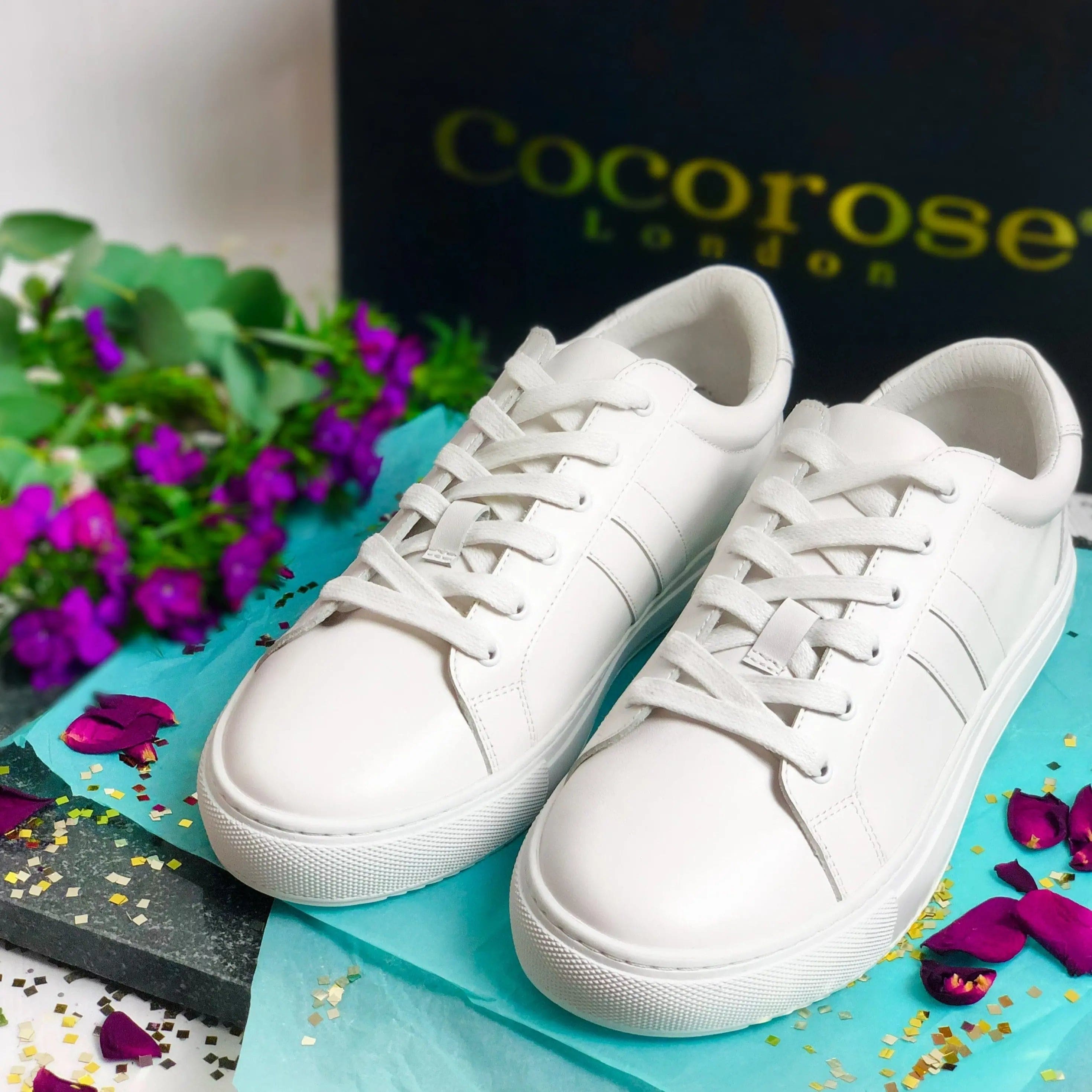 Hoxton - Stripes White & White Trainers Cocorose London