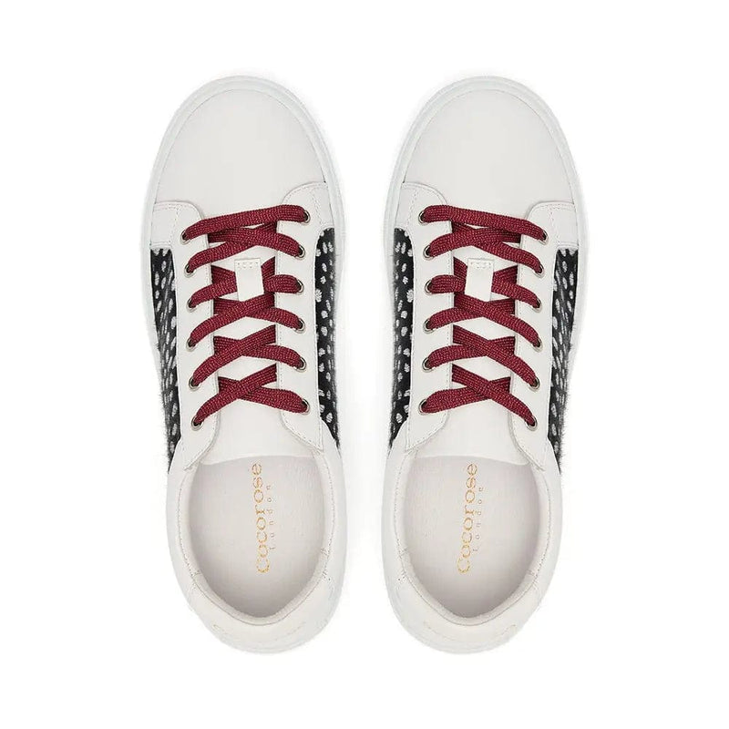 Hoxton - White with Black & Silver Leopard Trainers Cocorose London