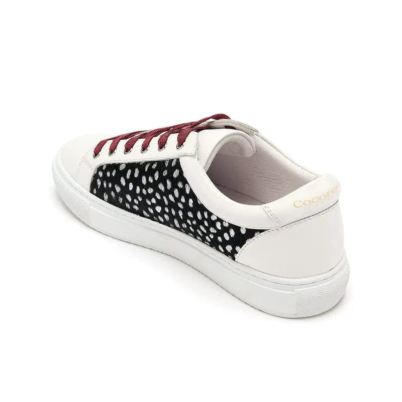 Hoxton - White with Black & Silver Leopard Trainers Cocorose London