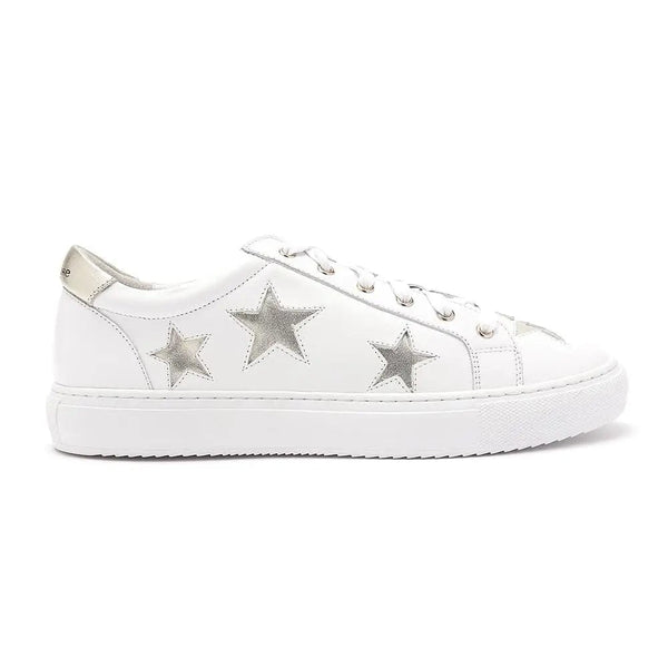 Hoxton - White with Gold Stars Leather Trainers Cocorose London