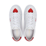 Hoxton - White with Red Hearts Leather Trainers Cocorose London