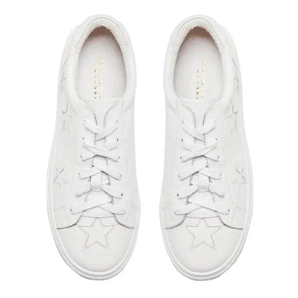 Hoxton - White with White Stars Leather Trainers Cocorose London