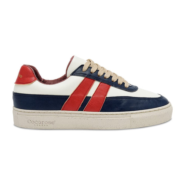 preppy and nautical red white and blue sustainable trainers