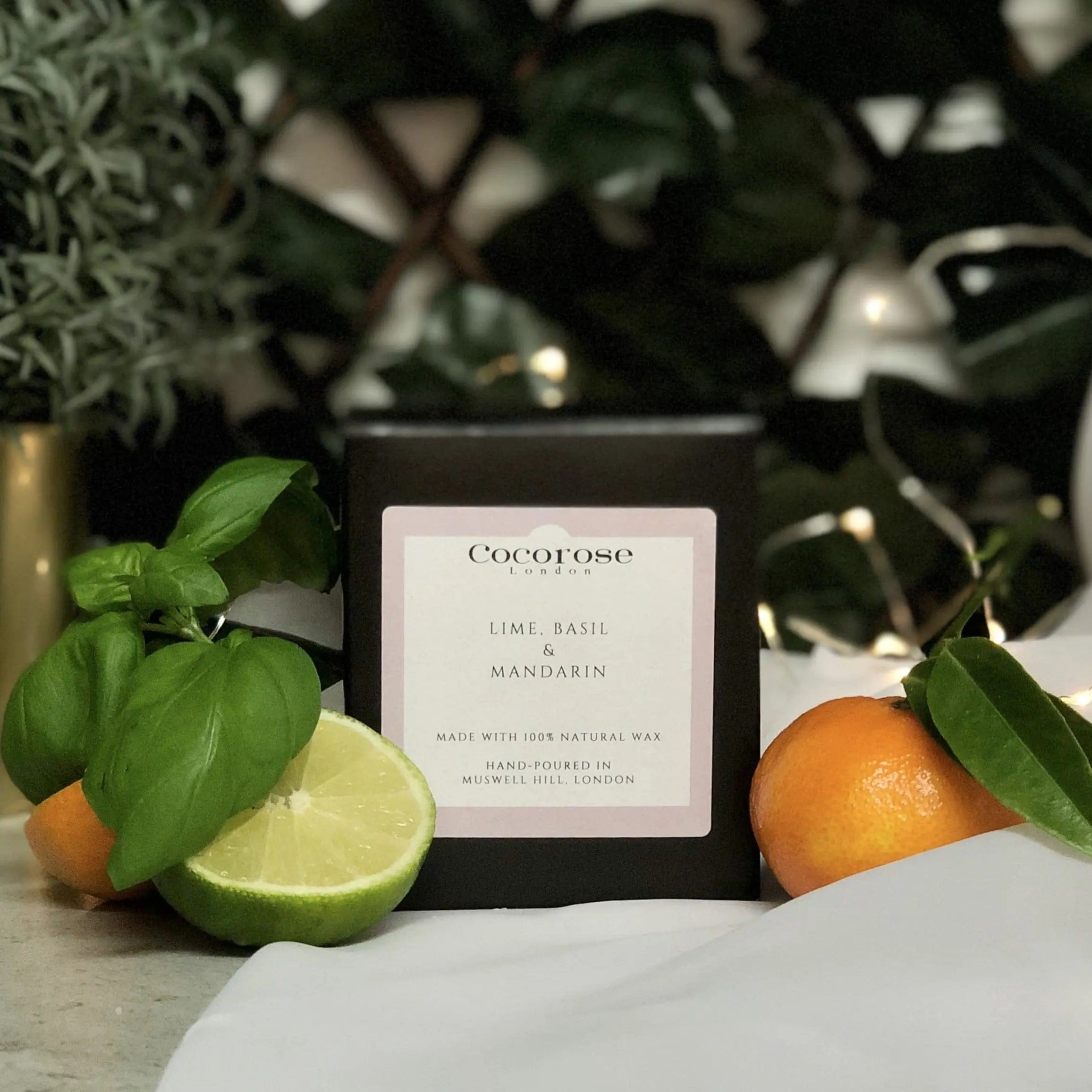 Lime, Basil & Mandarin Natural Wax Candle Cocorose London