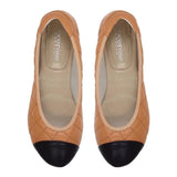 Piccadilly - Tan Quilted Leather Ballet Flats Cocorose London