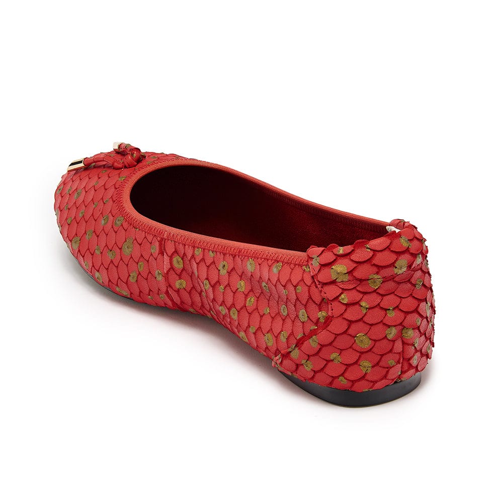 Red Leather Ballet Flat back view