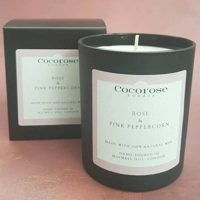 Rose & Pink Peppercorn Natural Wax Candle Cocorose London