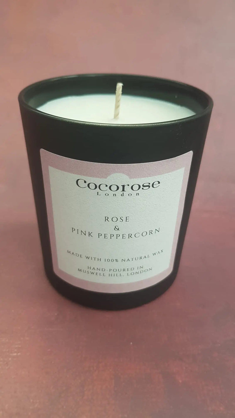 Rose & Pink Peppercorn Natural Wax Candle Cocorose London