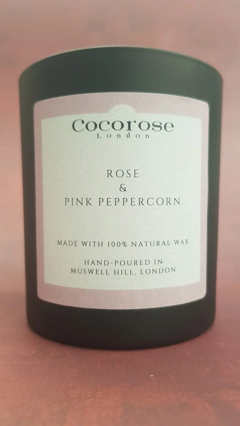 Rose & Pink Peppercorn Natural Wax Candle Cocorose London