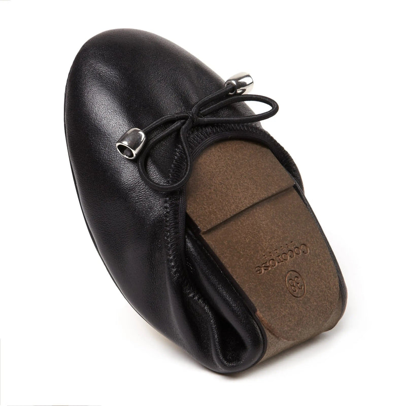 Sandringham - Black Leather Ballet Flats Cocorose London