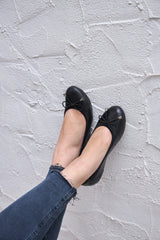 Sandringham - Black Leather Ballet Flats Cocorose London