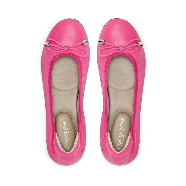 Sandringham - Fuchsia Pink Leather Ballet Flats Cocorose London