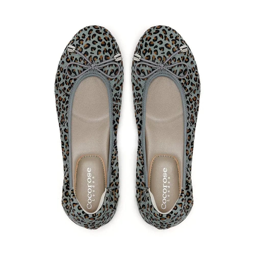 Sandringham - Grey Leopard Leather Flats Cocorose London