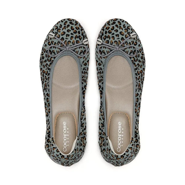 Sandringham - Grey Leopard Leather Flats Cocorose London